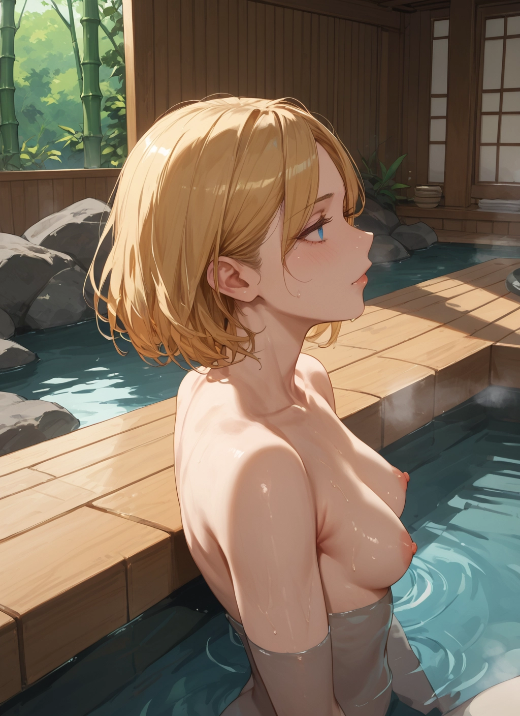 1girl, breasts, nipples, solo, blonde hair, nude · Yamete.gg