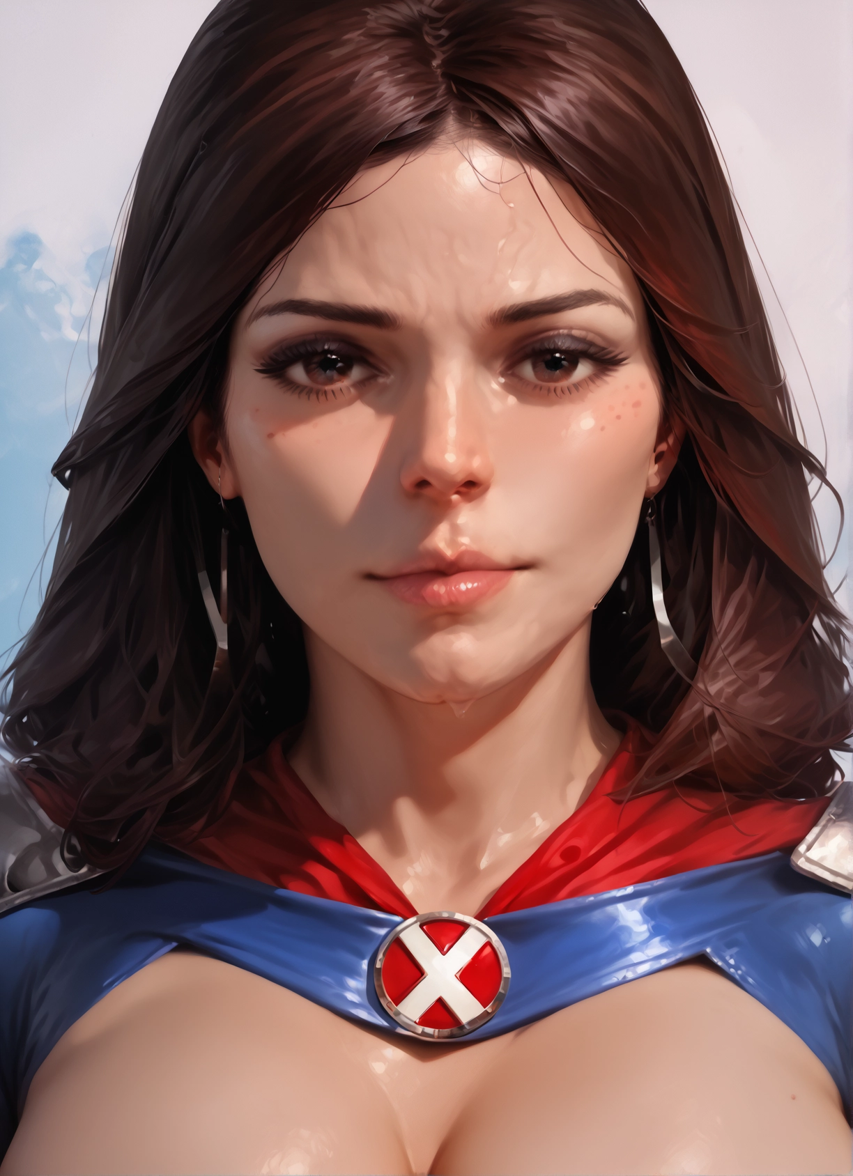1girl, solo, brown hair, breasts, jewelry, brown eyes · Yamete.gg
