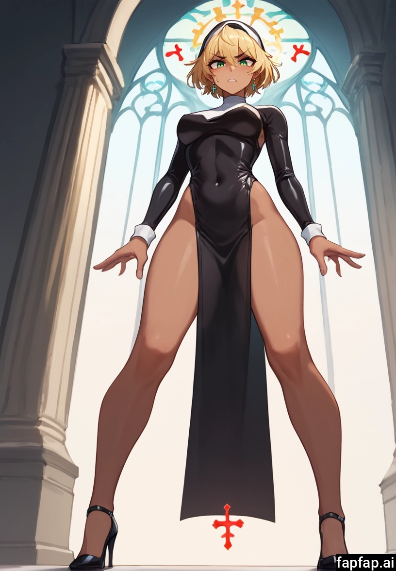 1girl, breasts, blonde hair, solo, high heels, covered navel · Yamete.gg