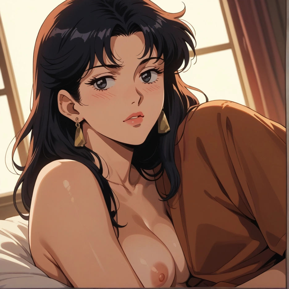 1girl, breasts, nipples, jewelry, solo, black hair · Yamete.gg