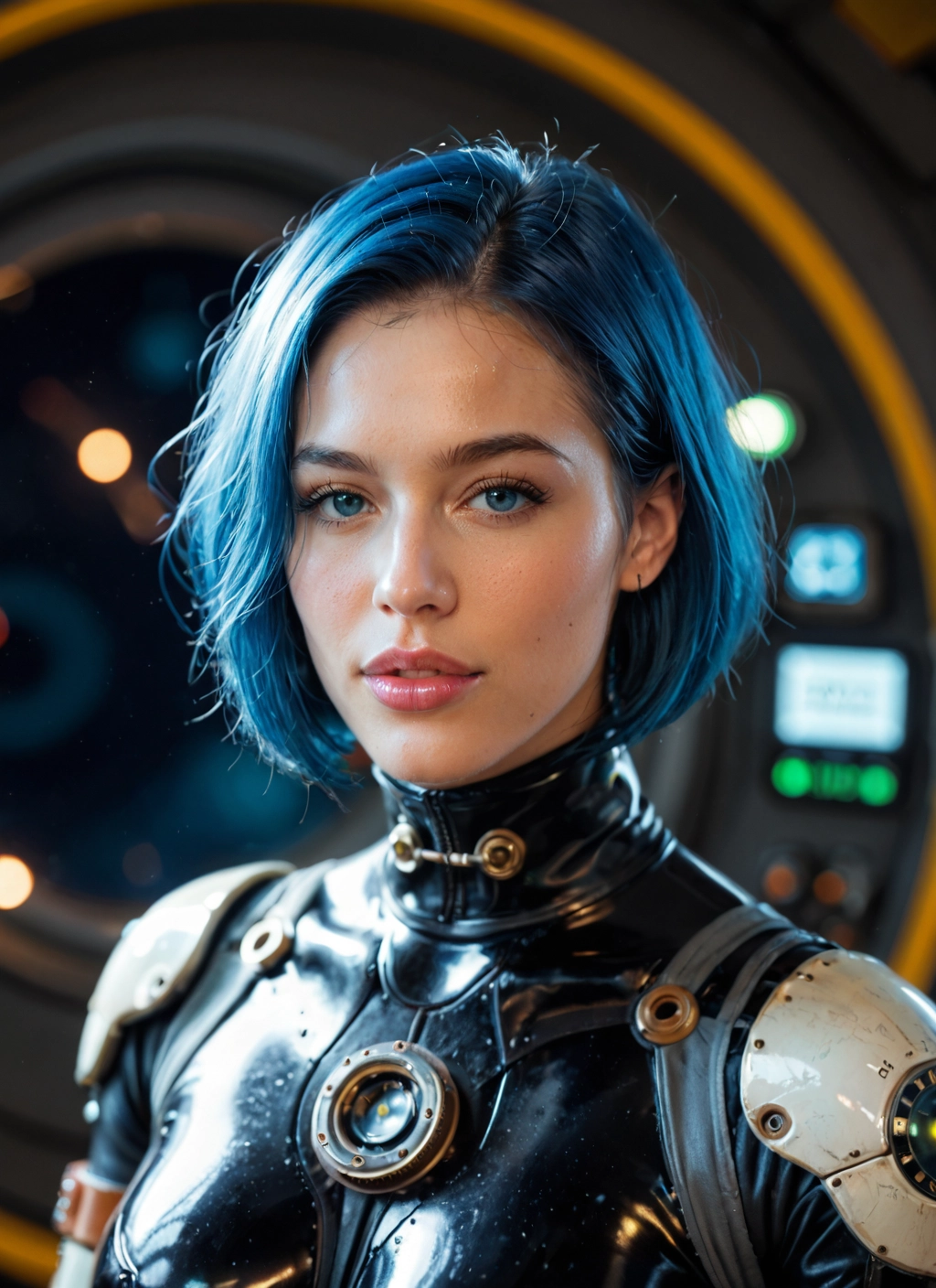 1girl, solo, short hair, looking at viewer, blue eyes, bodysuit · Yamete.gg