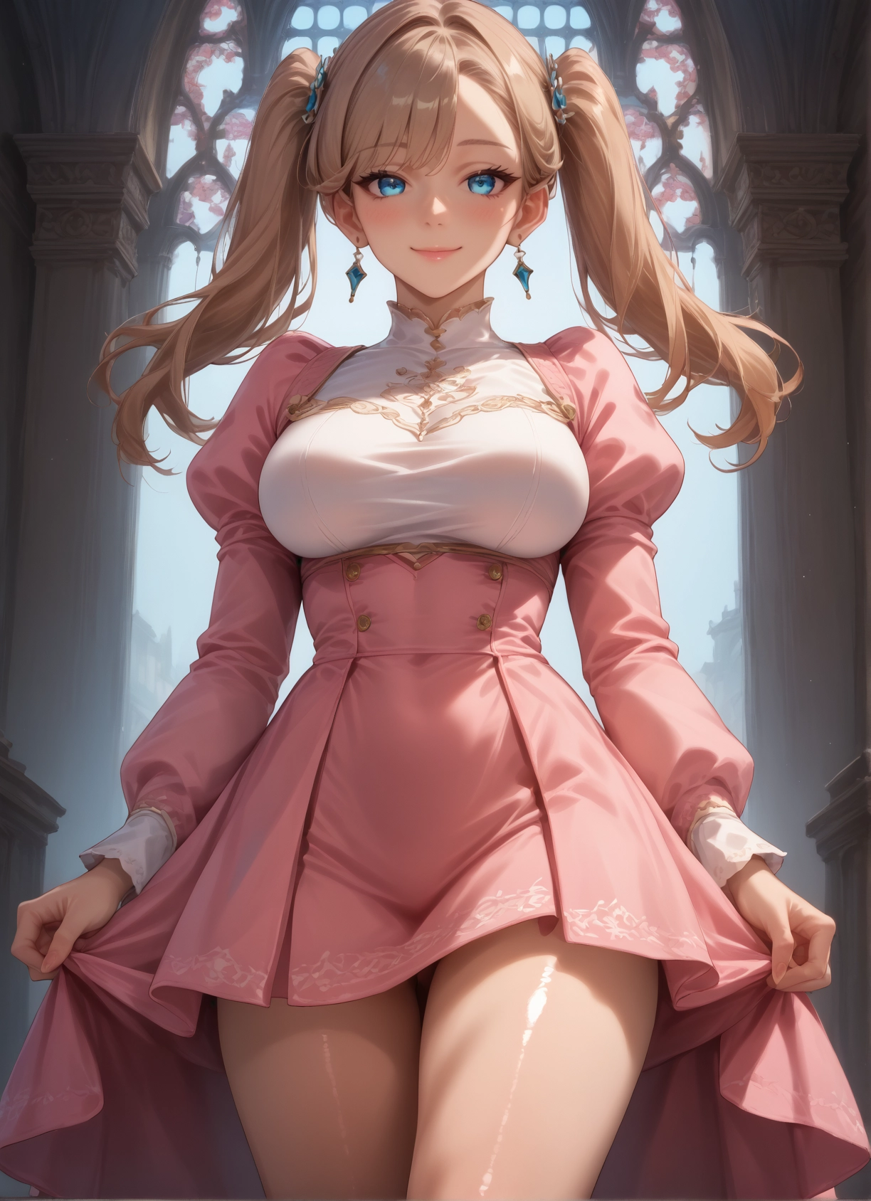 1girl, breasts, twintails, blue eyes, solo, earrings · Yamete.gg