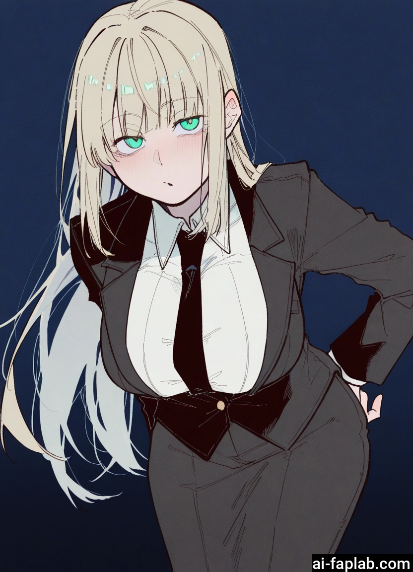1girl, breasts, necktie, long hair, solo, large breasts · Yamete.gg