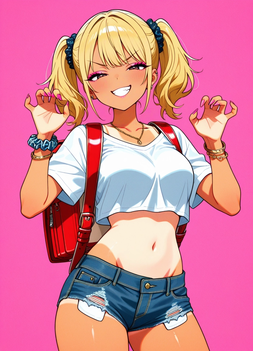 1girl, tan, jewelry, solo, blonde hair, gyaru · Yamete.gg