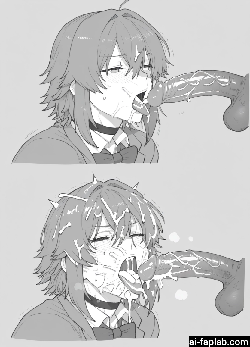 yaoi, monochrome, greyscale, penis, cum, facial