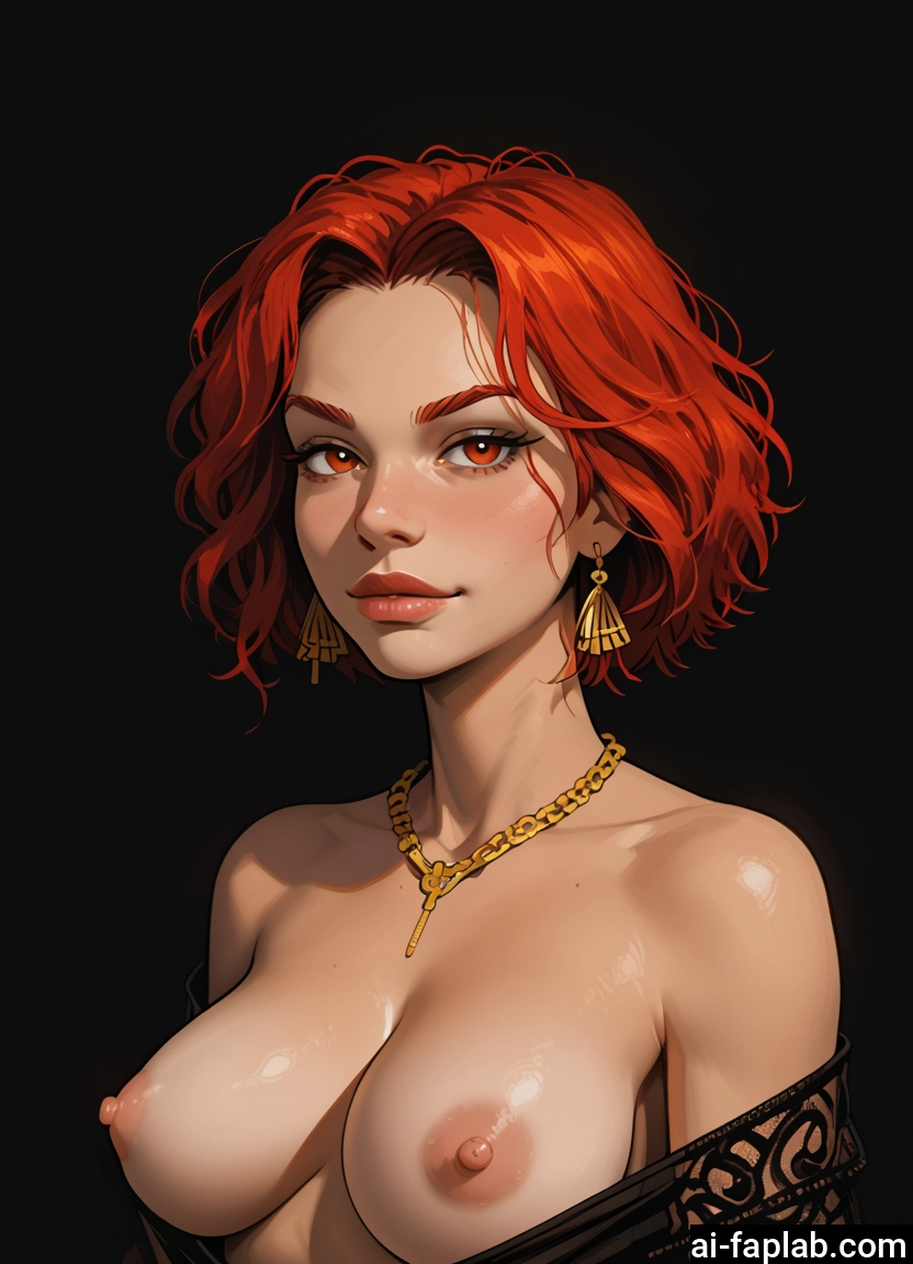 1girl, breasts, nipples, solo, jewelry, earrings