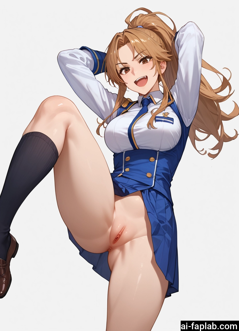 1girl, pussy, solo, skirt, open mouth, breasts