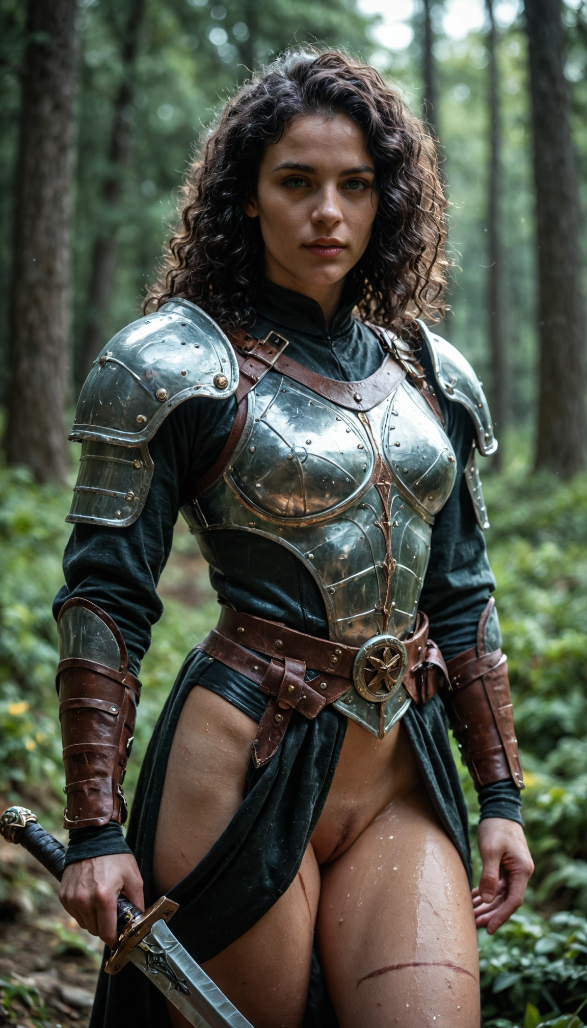 1girl, nature, solo, forest, sword, realistic · Yamete.gg
