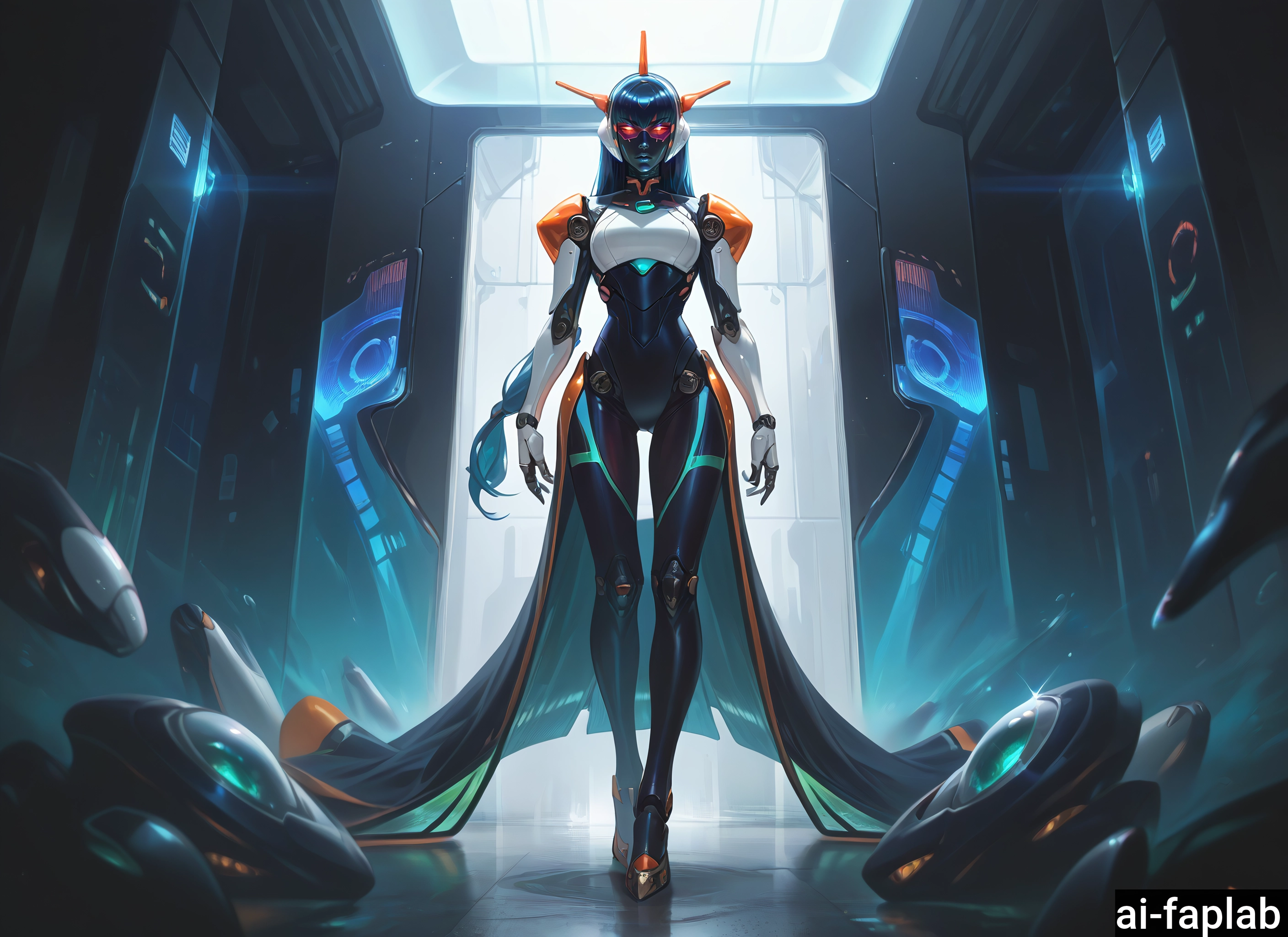 1girl, red eyes, long hair, solo, looking at viewer, full body · Yamete.gg