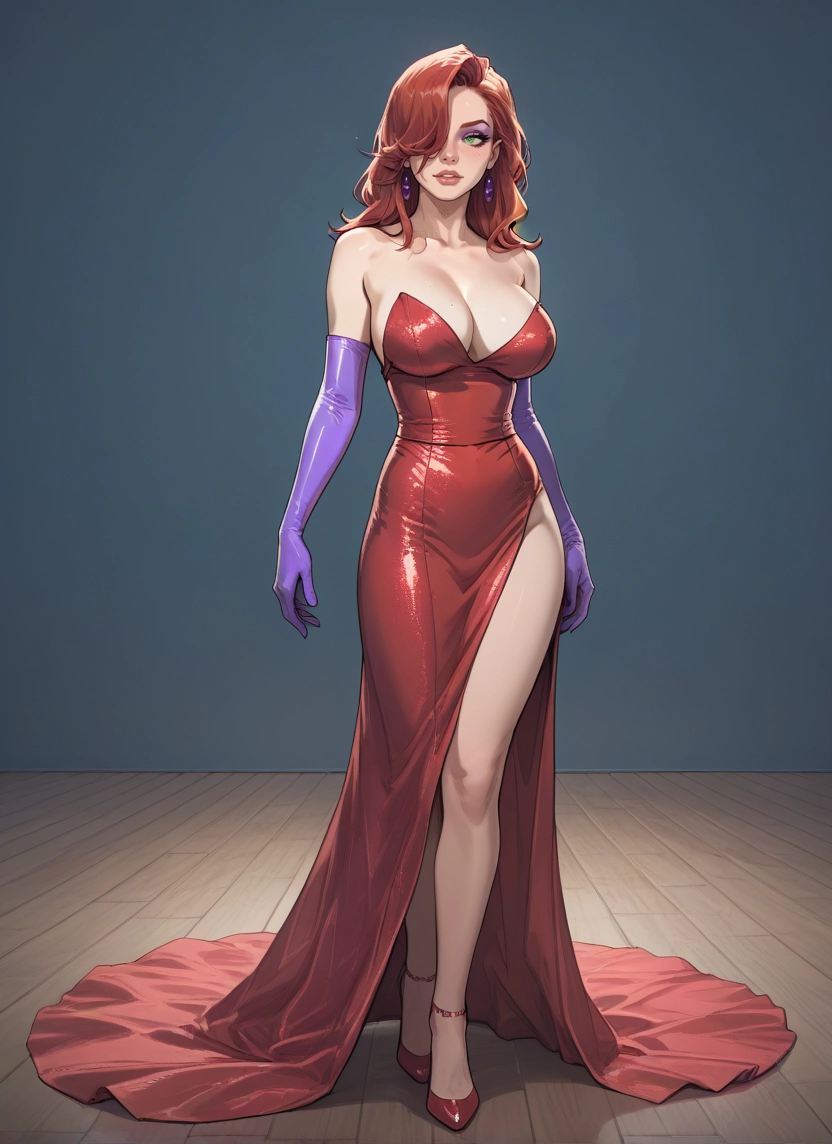 1girl, breasts, gloves, dress, jewelry, elbow gloves · Yamete.gg