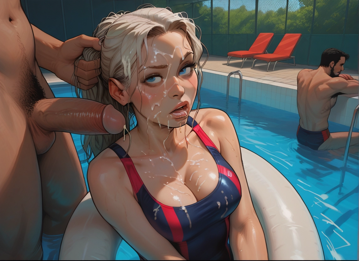 penis, breasts, 1girl, cum, swimsuit, hetero · Yamete.gg