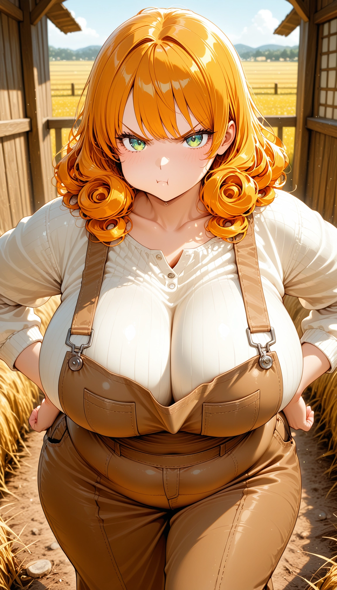 1girl, breasts, solo, looking at viewer, pout, orange hair · Yamete.gg