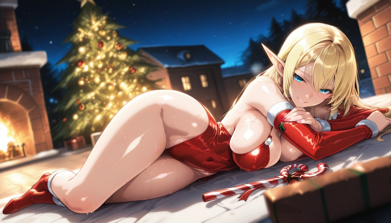 1girl, breasts, blonde hair, pointy ears, solo, elf · Yamete.gg