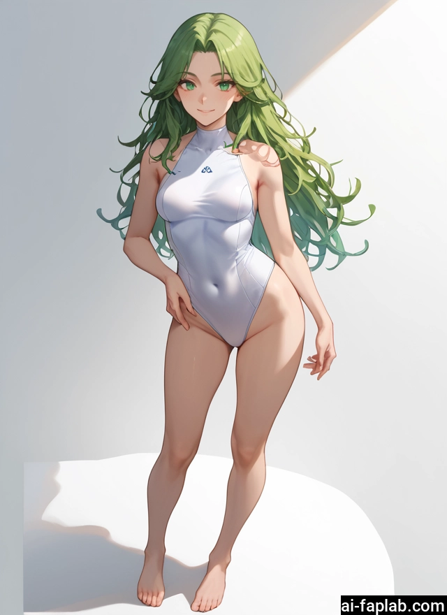 1girl, green eyes, long hair, solo, breasts, green hair · Yamete.gg