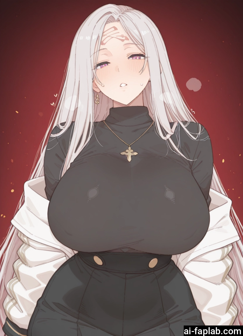 1girl, breasts, long hair, jewelry, necklace, blush