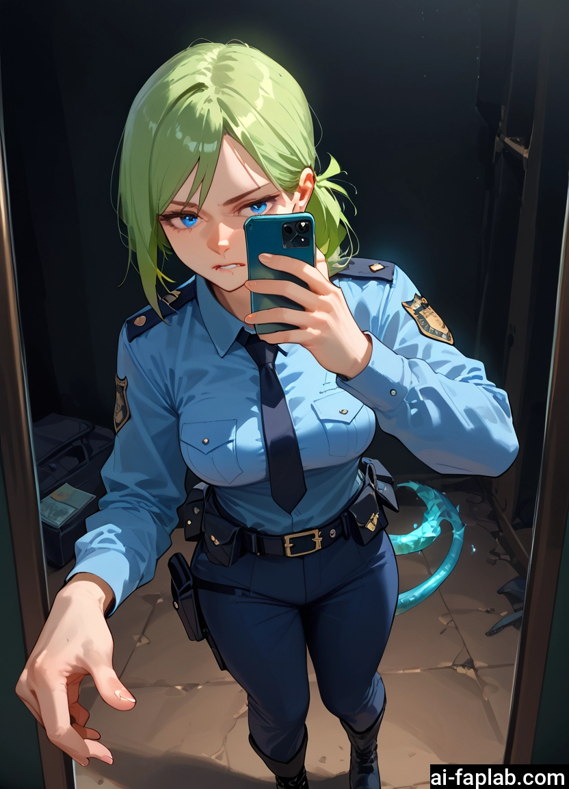 1girl, phone, blue eyes, necktie, police, cellphone · Yamete.gg