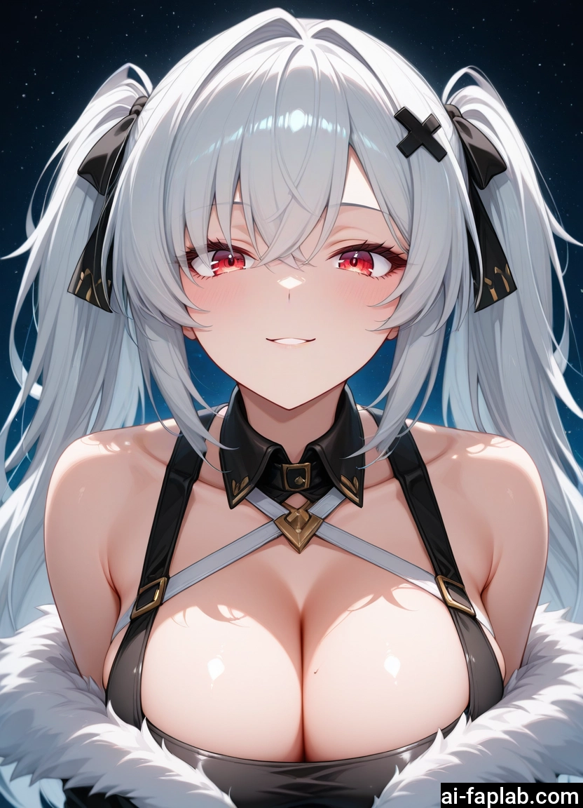 breasts, 1girl, red eyes, cleavage, solo, large breasts · Yamete.gg