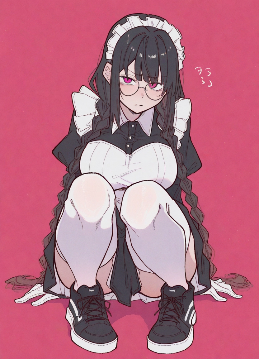 1girl, thighhighs, braid, maid, maid headdress, long hair · Yamete.gg