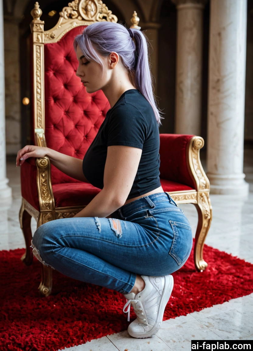 1girl, pants, denim, jeans, solo, torn clothes · Yamete.gg