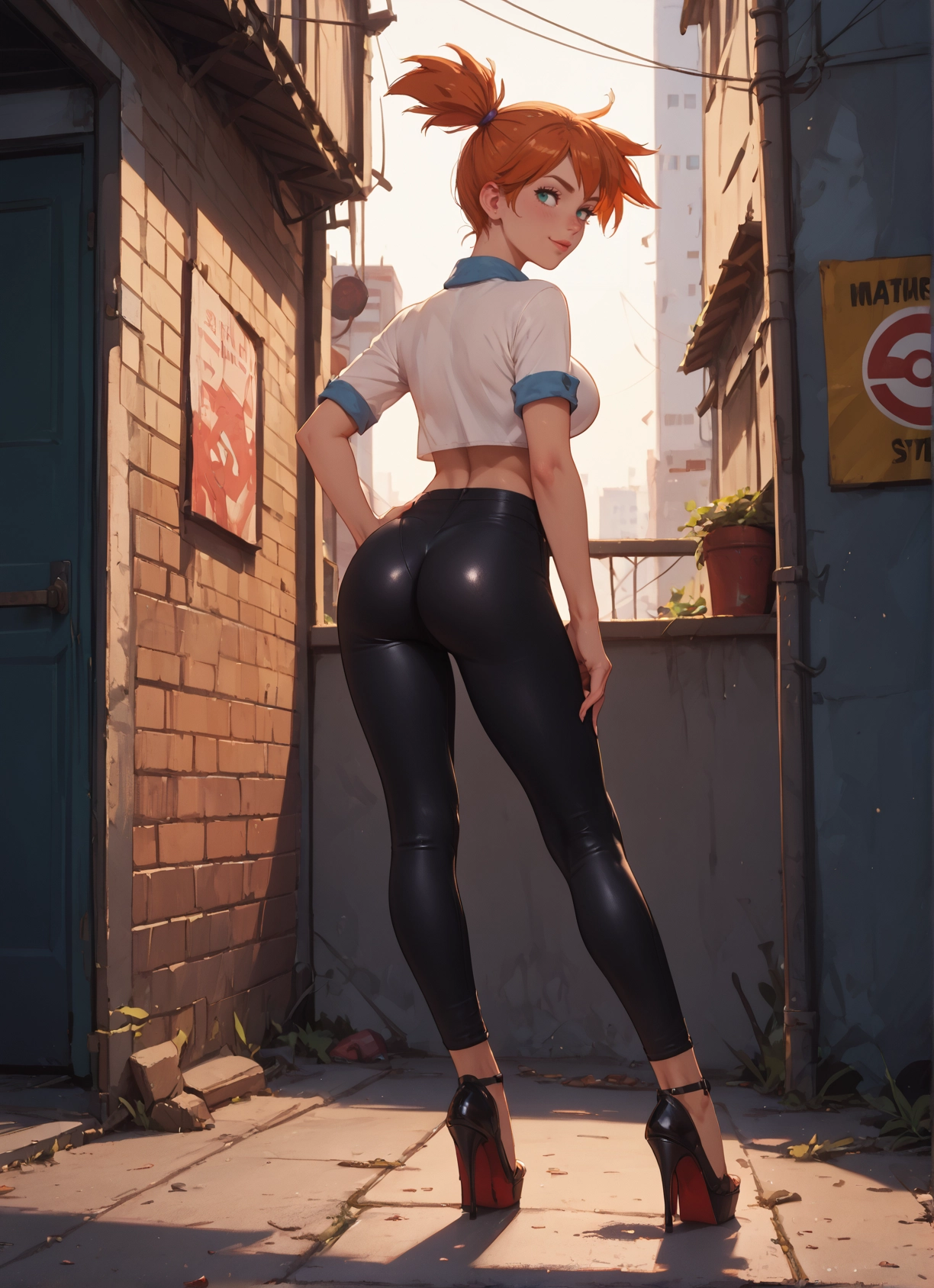 1girl, ass, high heels, solo, breasts, pants · Yamete.gg