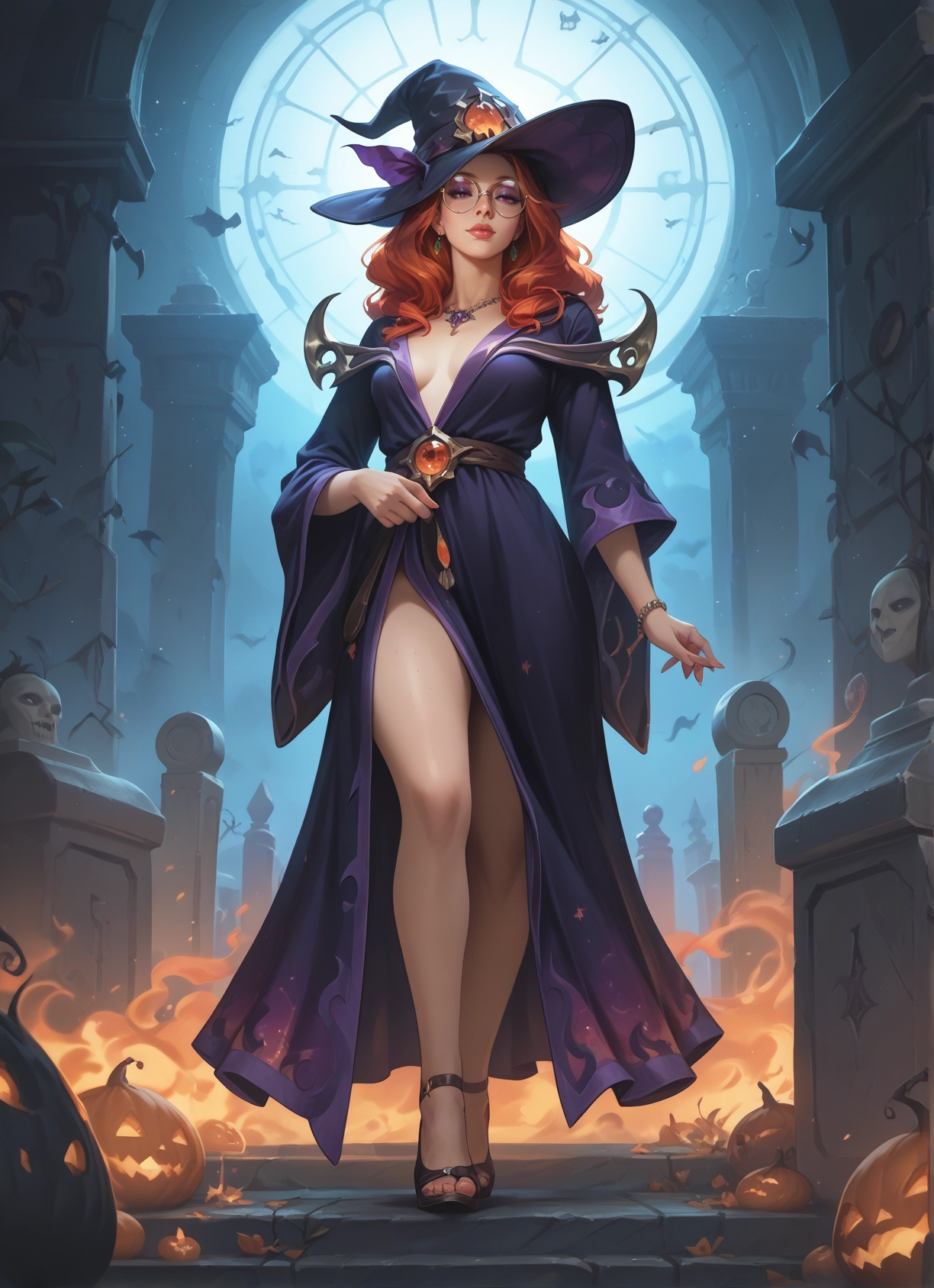 1girl, hat, breasts, witch hat, jewelry, solo · Yamete.gg