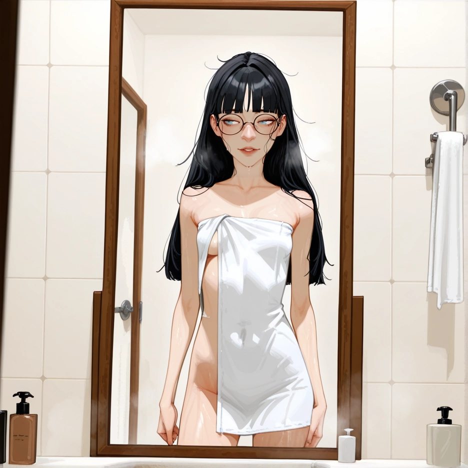 1girl, breasts, nipples, solo, glasses, nude · Yamete.gg