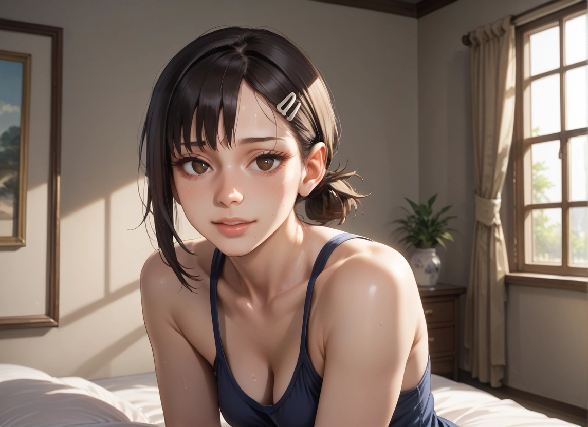 1girl, breasts, solo, mole, hair ornament, looking at viewer · Yamete.gg