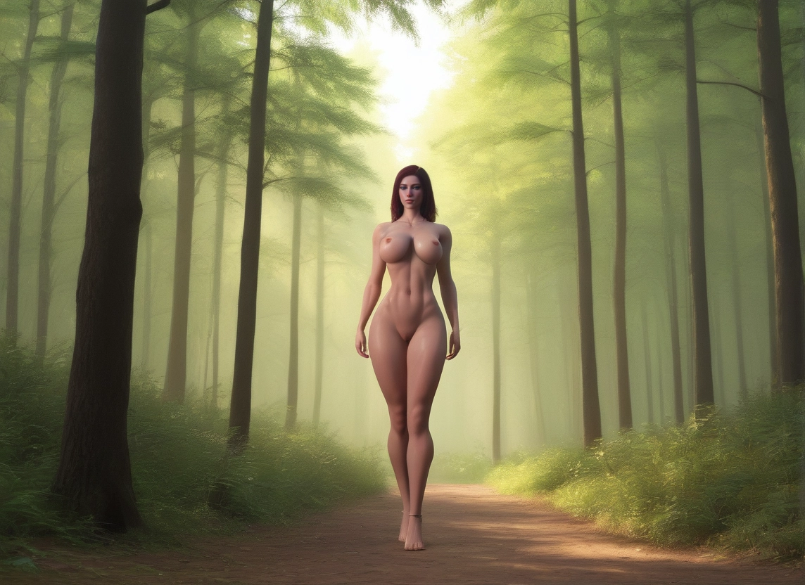 1girl, nipples, nude, breasts, nature, solo · Yamete.gg
