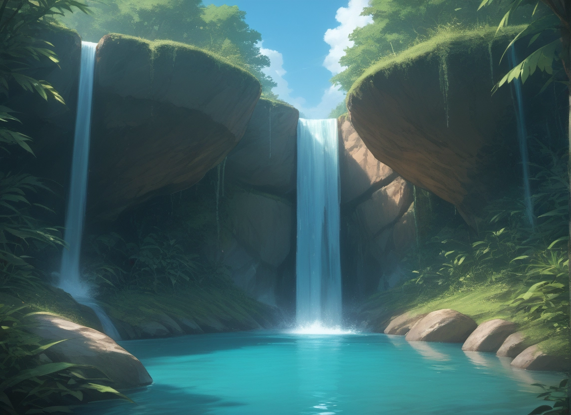 no humans, scenery, water, waterfall, day, sky