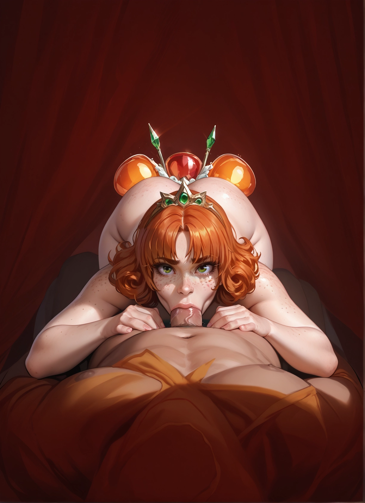 penis, oral, fellatio, 1girl, freckles, 1boy · Yamete.gg