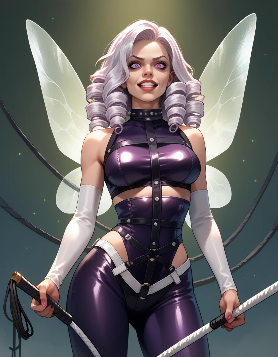 1girl, solo, whip, holding whip, wings, drill hair · Yamete.gg