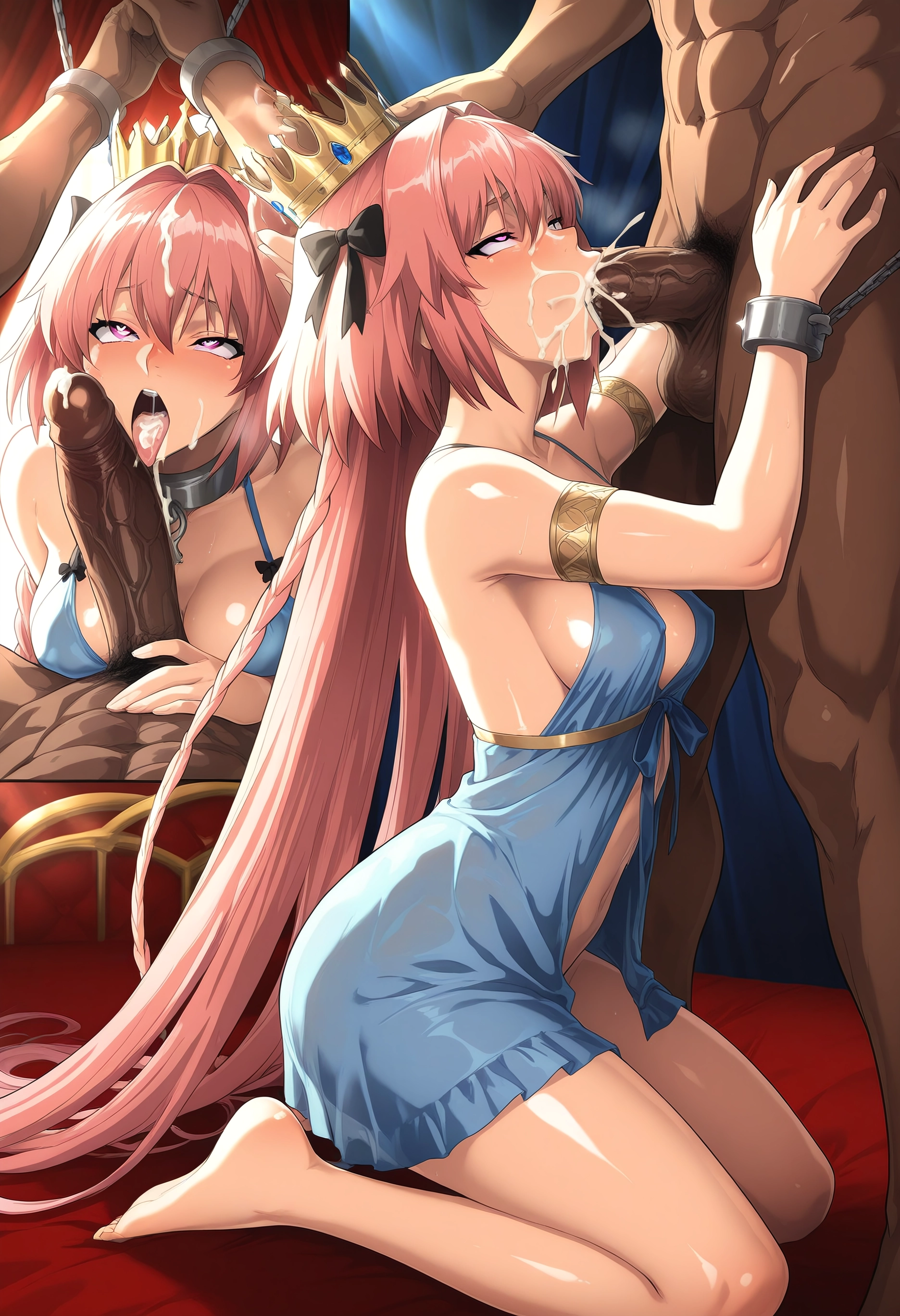 yaoi, penis, cum, pink hair, breasts, multiple boys · Yamete.gg