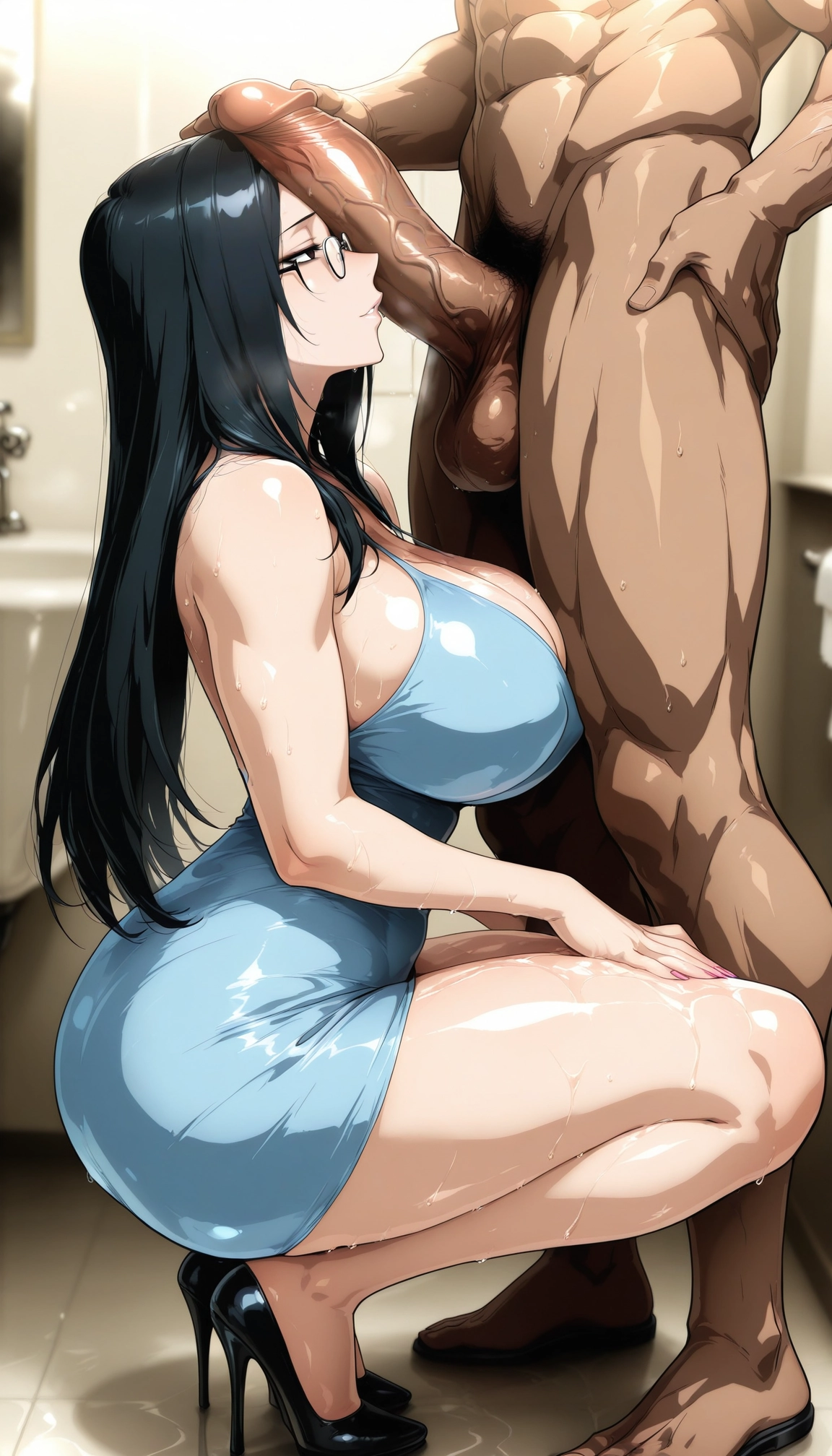 1girl, breasts, testicles, 1boy, hetero, dress · Yamete.gg