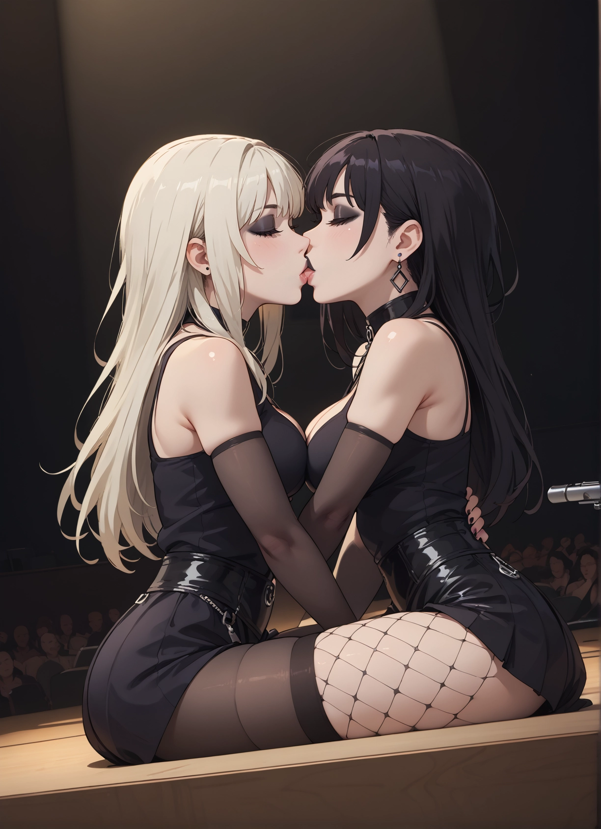 multiple girls, 2girls, breasts, yuri, jewelry, earrings · Yamete.gg