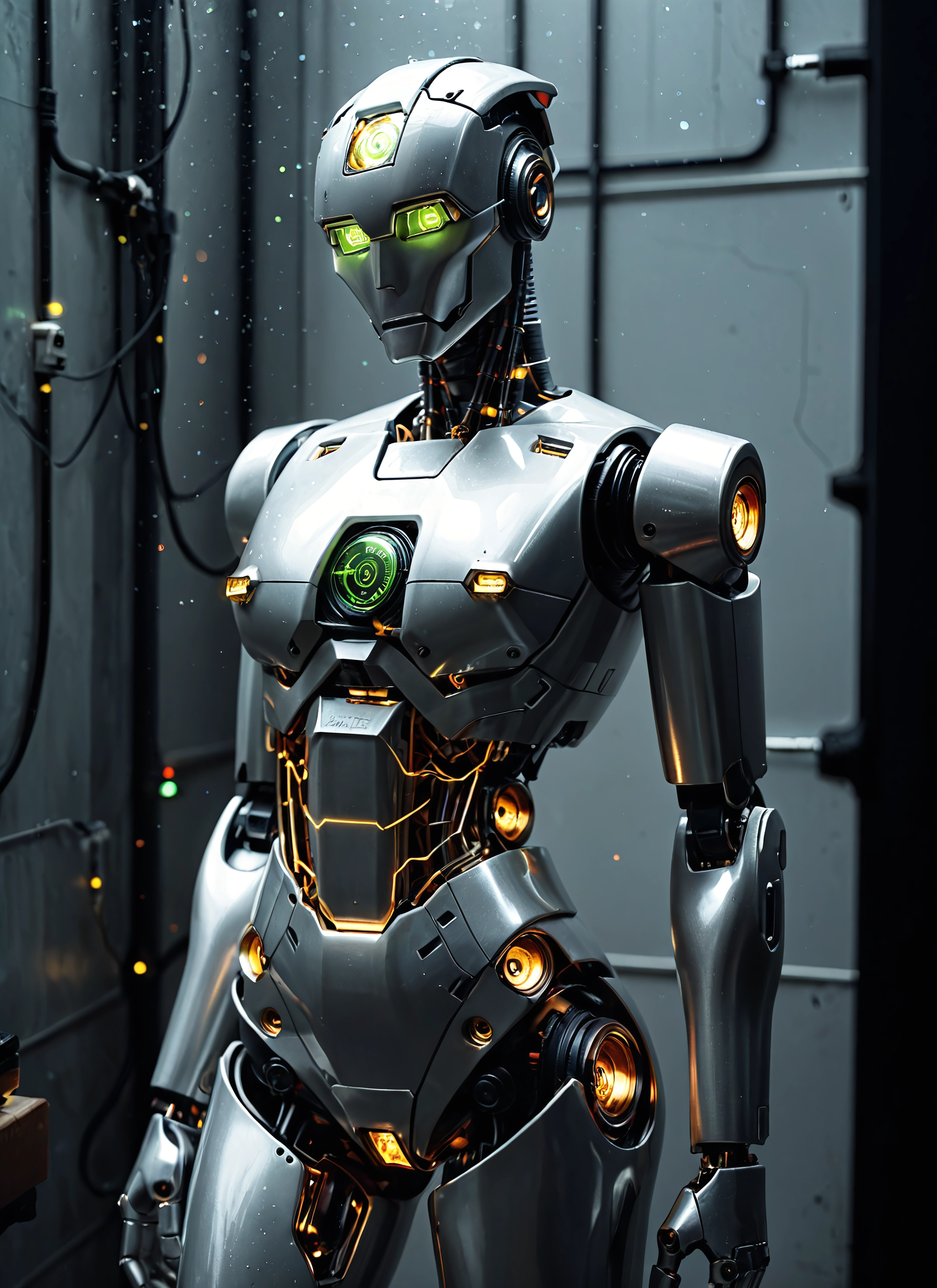 solo, 1girl, cable, glowing, science fiction, robot · Yamete.gg