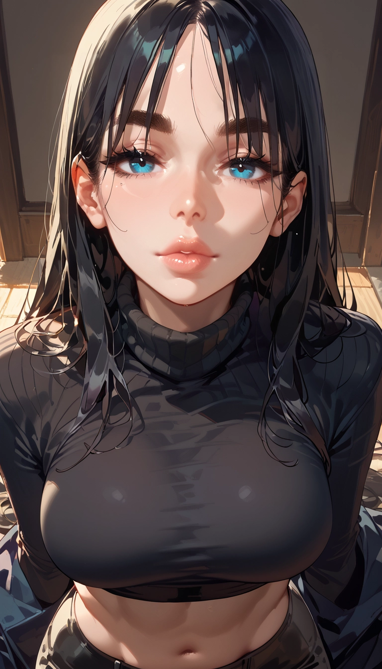 1girl, solo, black hair, looking at viewer, breasts, long hair · Yamete.gg