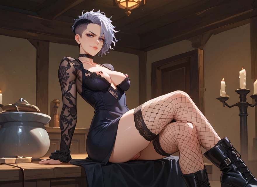 1girl, breasts, nipple piercing, piercing, solo, nipples · Yamete.gg