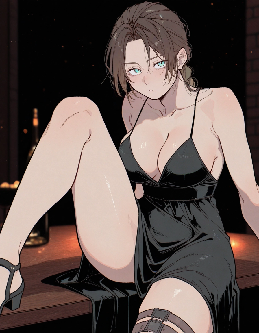 breasts, 1girl, dress, cleavage, large breasts, high heels · Yamete.gg