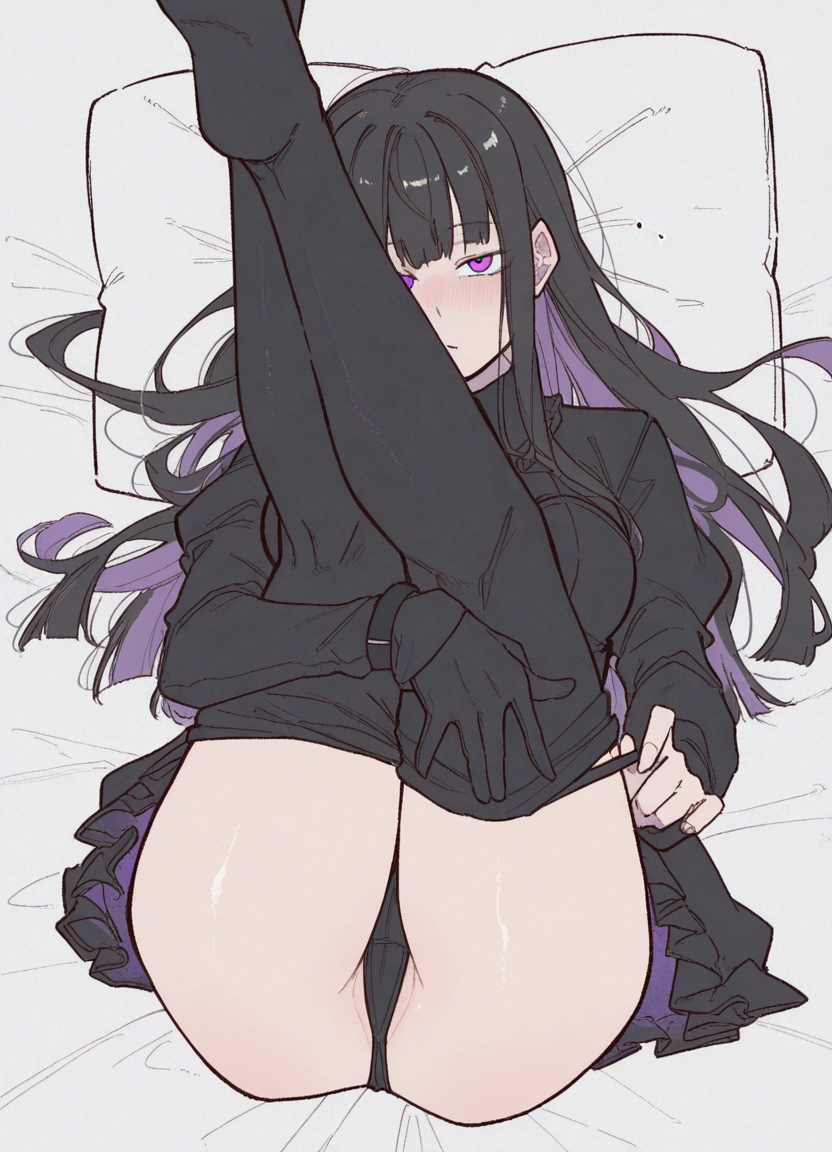 1girl, underwear, panties, long hair, gloves, solo · Yamete.gg