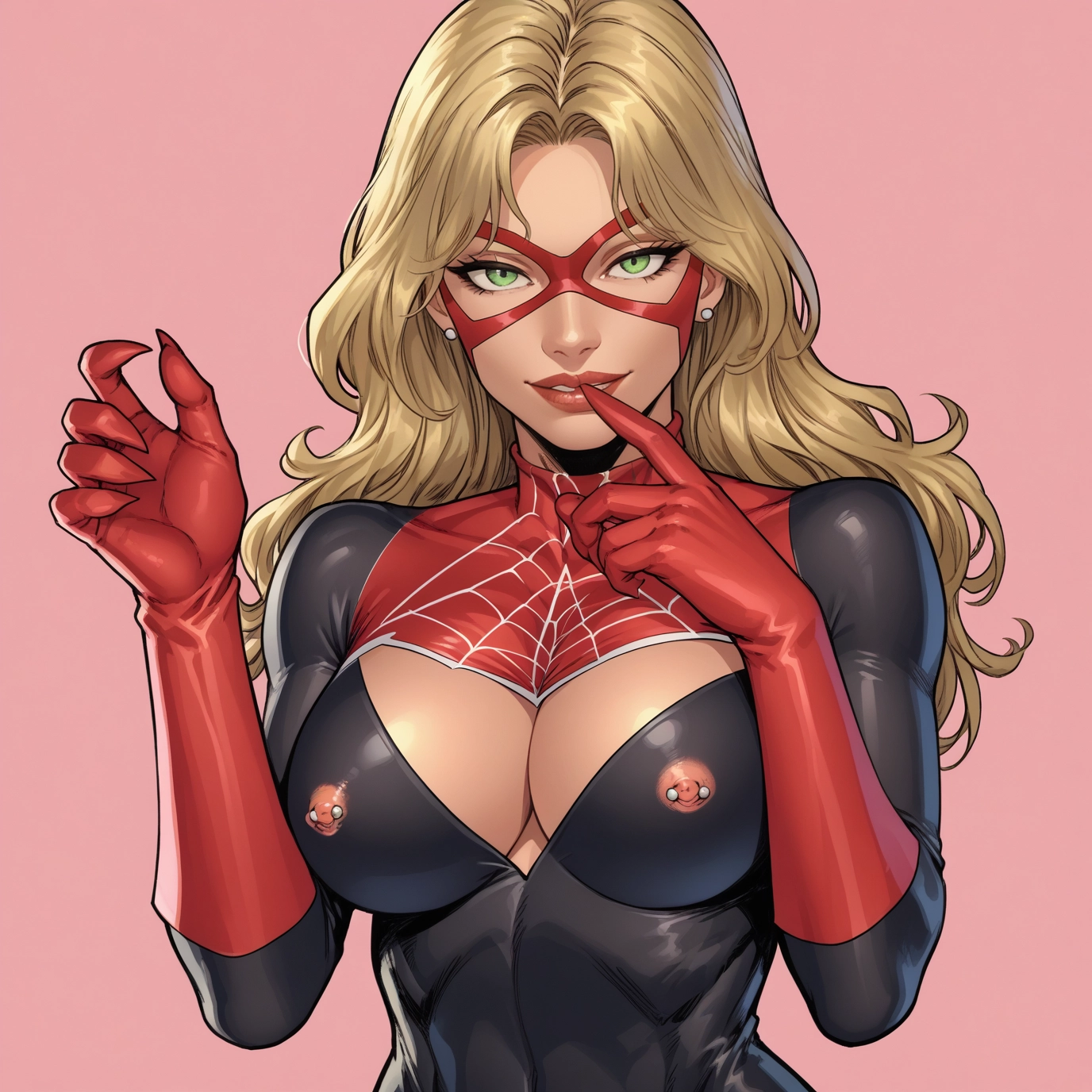 1girl, breasts, green eyes, blonde hair, solo, nipple piercing · Yamete.gg