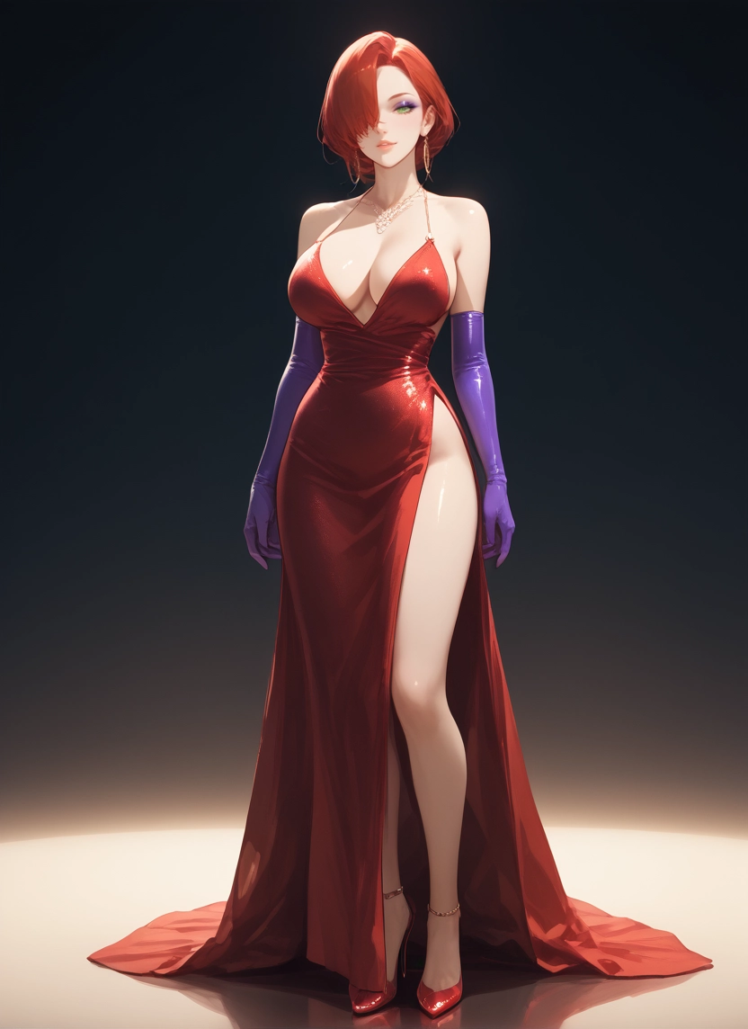 1girl, breasts, dress, gloves, jewelry, large breasts · Yamete.gg