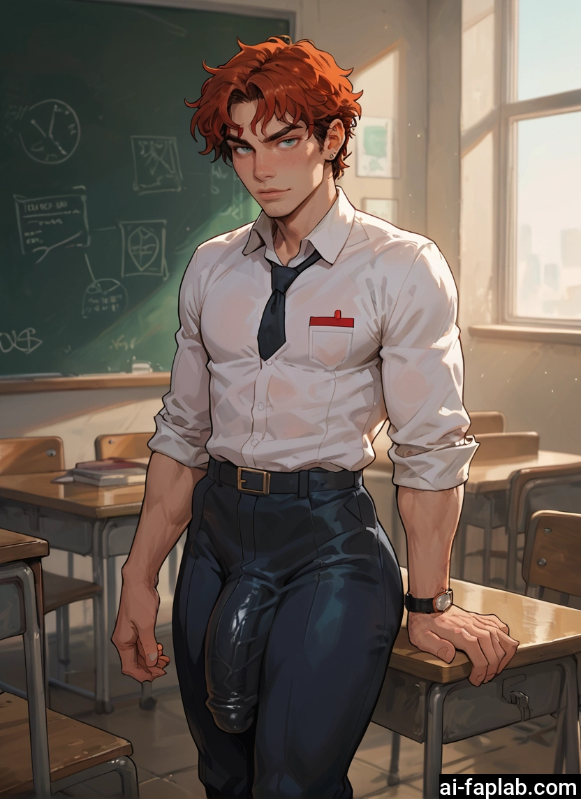 bara, male focus, 1boy, solo, bulge, necktie · Yamete.gg