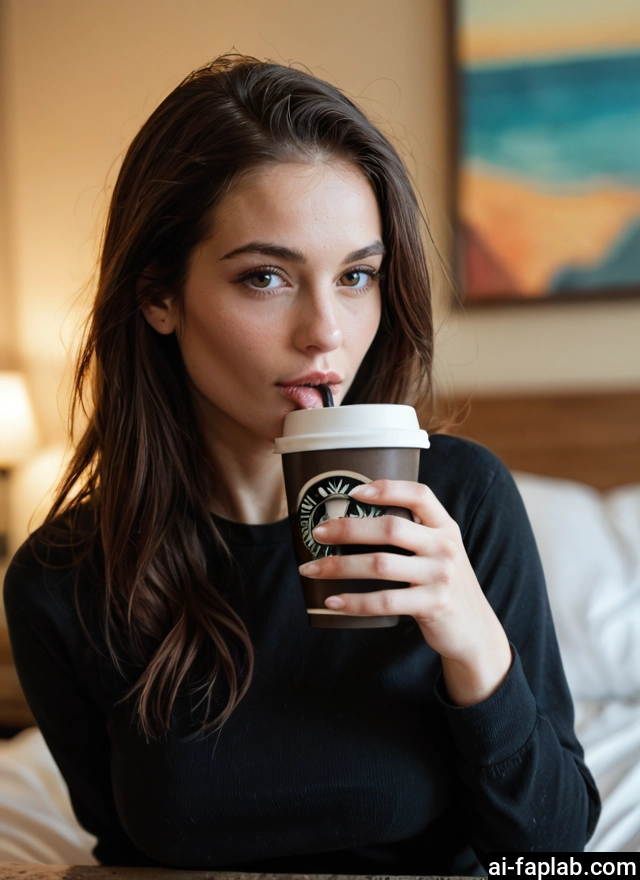 1girl, solo, cup, drinking, drinking straw, brown eyes · Yamete.gg