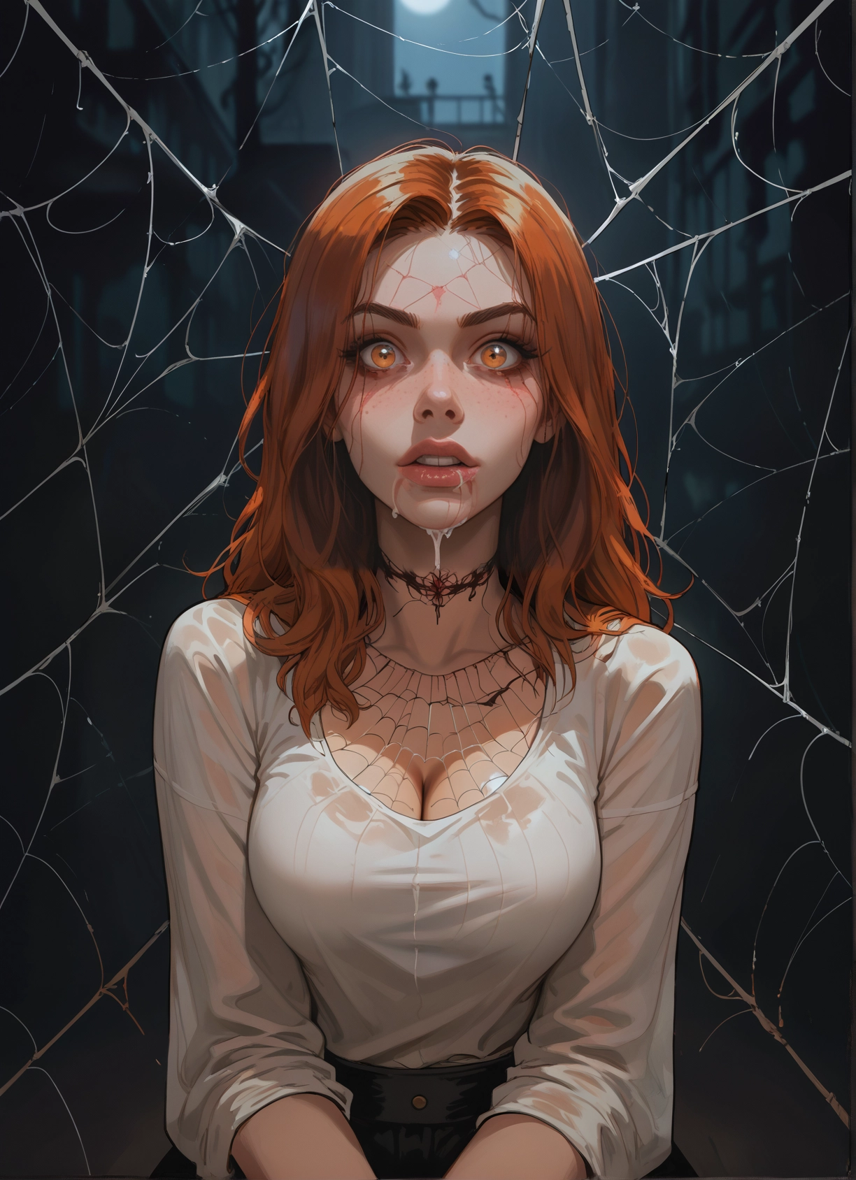1girl, breasts, freckles, wet, cleavage, solo · Yamete.gg