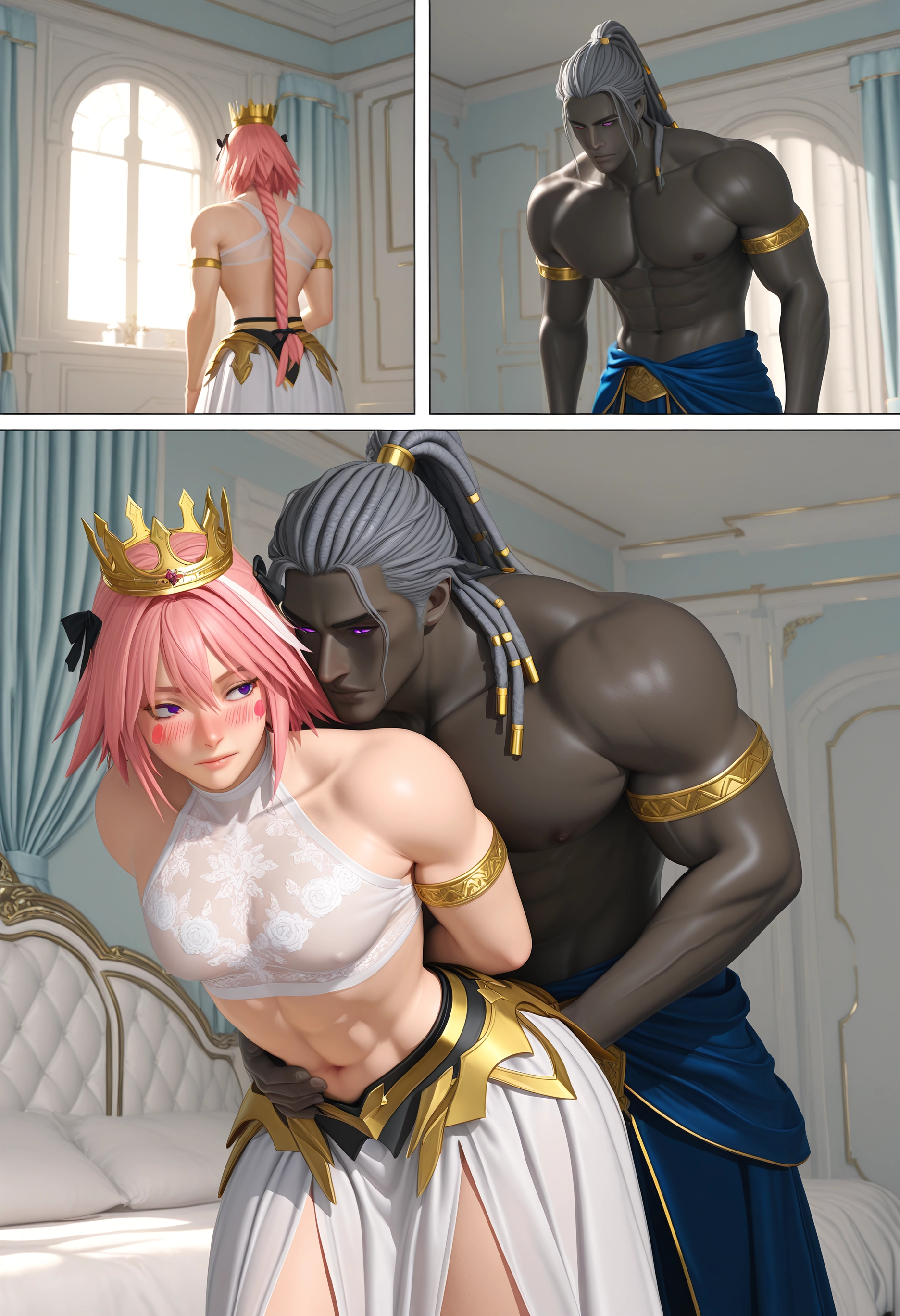 yaoi, bara, pink hair, multiple boys, blush, male focus · Yamete.gg