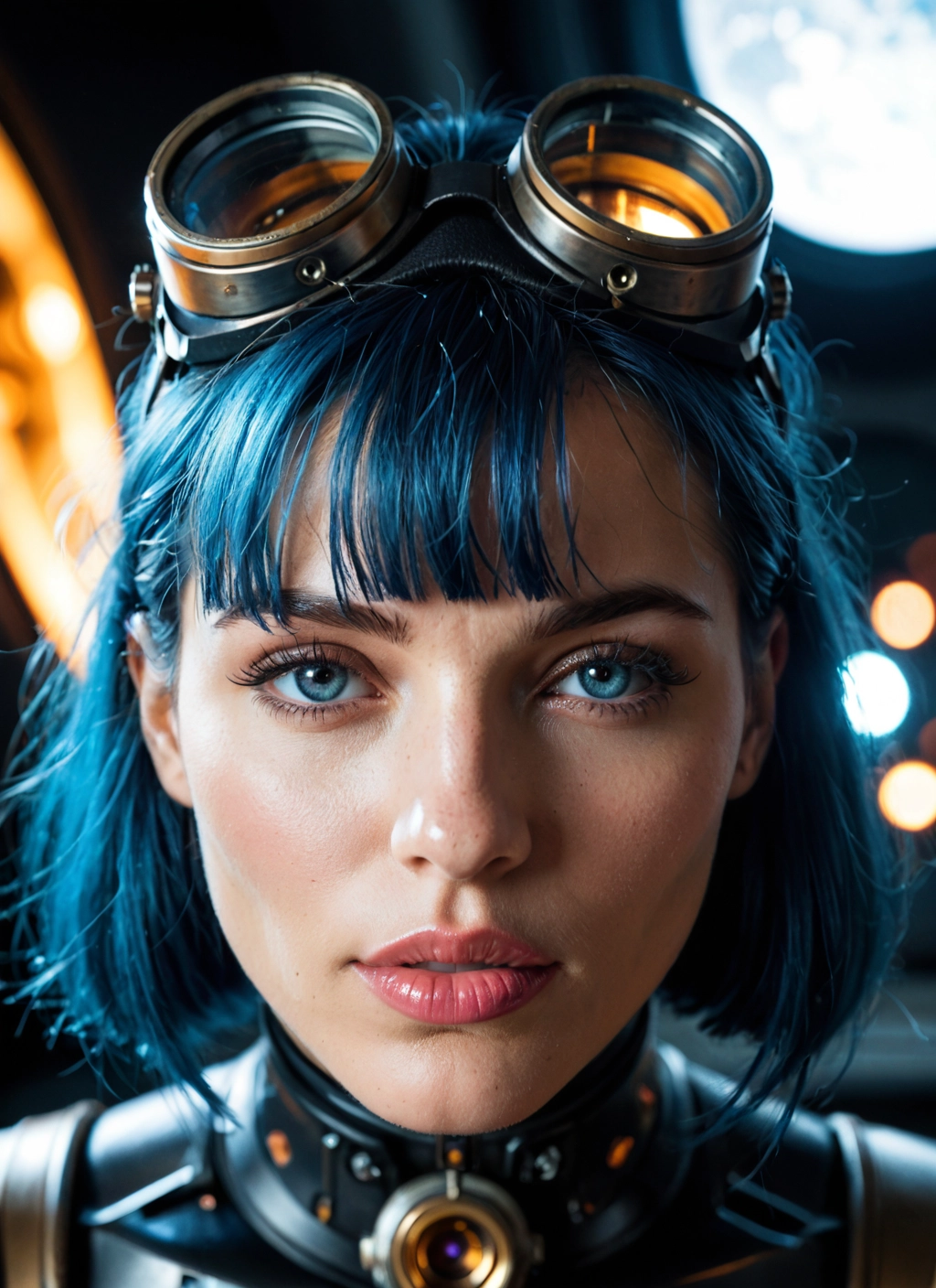 1girl, solo, goggles, goggles on head, blue eyes, realistic · Yamete.gg