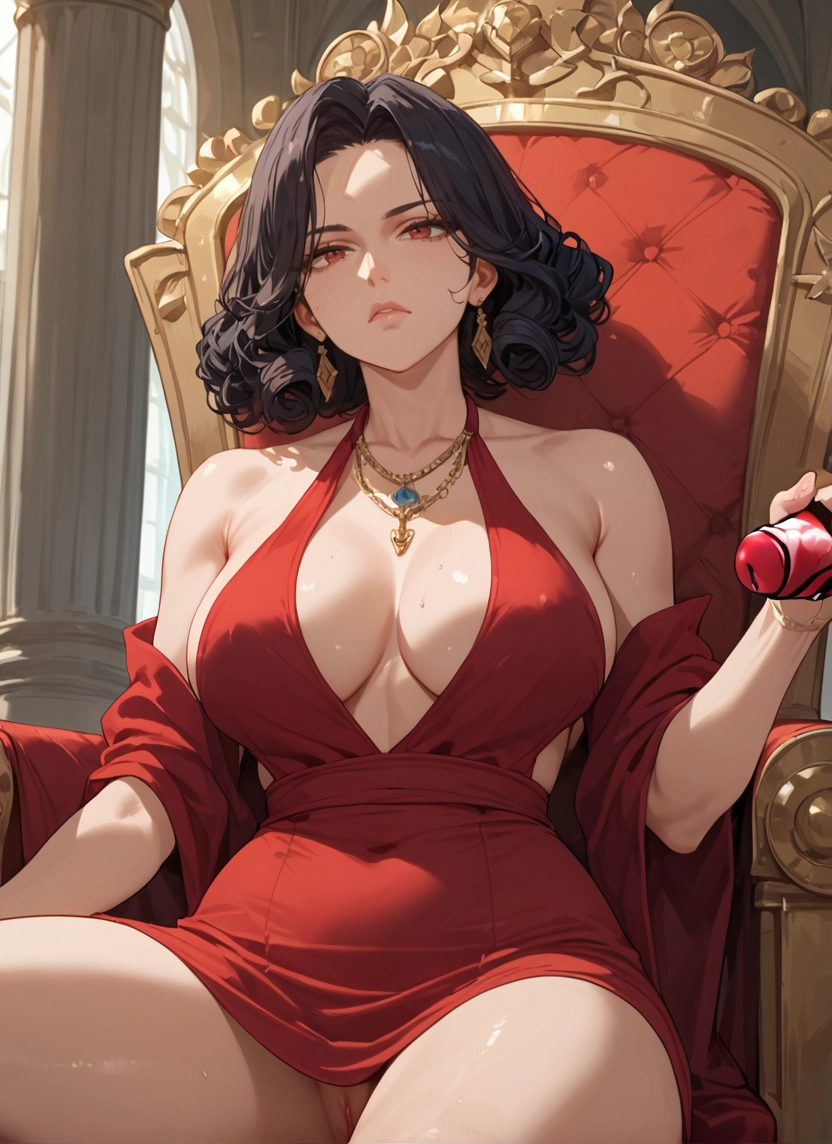 breasts, 1girl, dress, jewelry, earrings, large breasts · Yamete.gg
