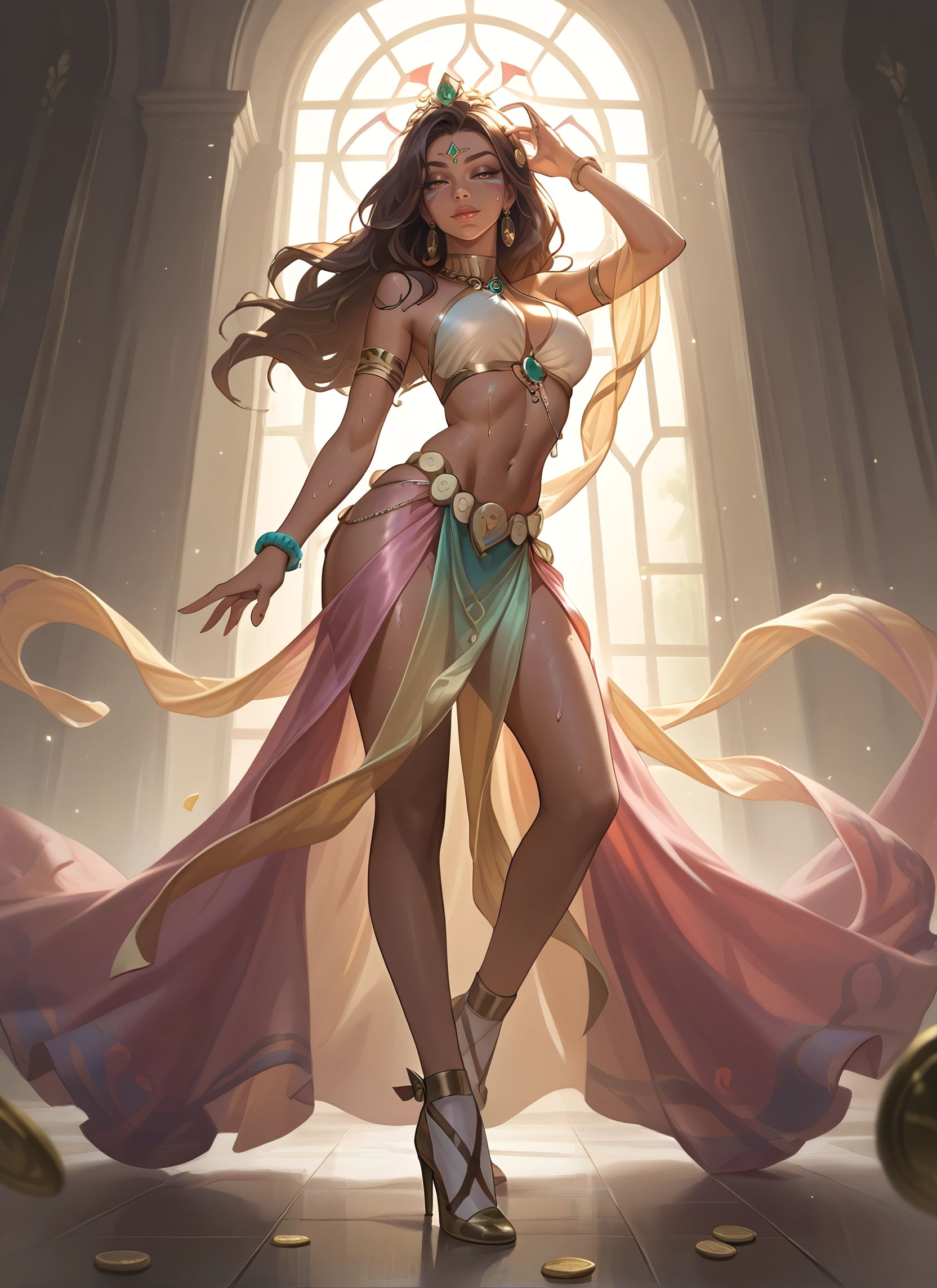 1girl, jewelry, breasts, solo, high heels, long hair · Yamete.gg