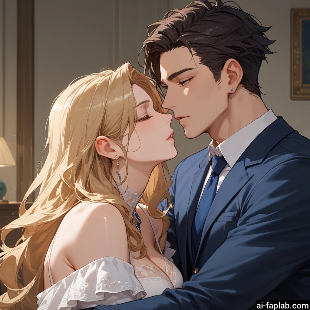 1girl, 1boy, jewelry, breasts, earrings, long hair · Yamete.gg