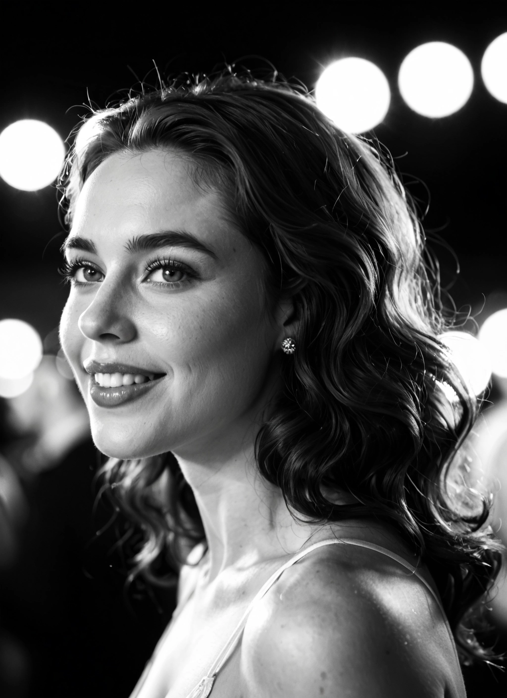 1girl, monochrome, greyscale, solo, jewelry, earrings · Yamete.gg